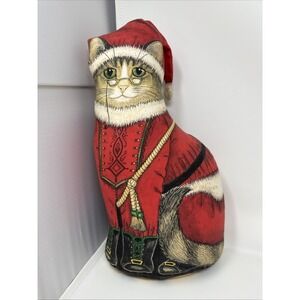 Vintage Christmas Cat Doorstop The Toy Works Santa Paws 15" Dorothy Dear Design